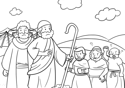 The People Gathered In Opposition To Moses And Aaron Coloring Page